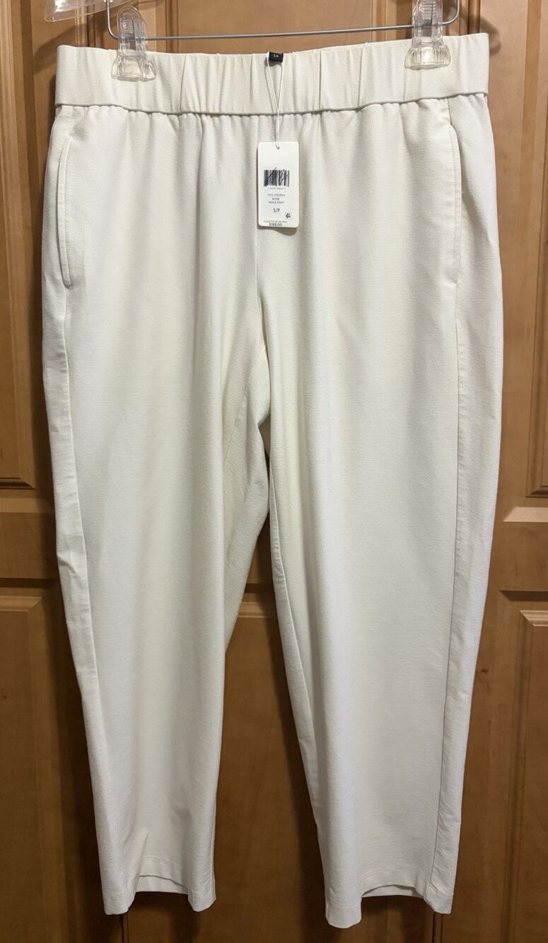 Eileen Fisher Washable Stretch Crepe Pant Ankle Length Bone Women's S/P MSRP$188